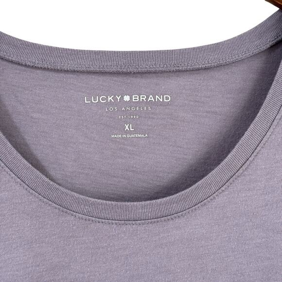 Lucky Brand Womens XL Rose Graphic Scoop Neck T-Shirt Purple Boho FLAWS - Picture 2 of 11